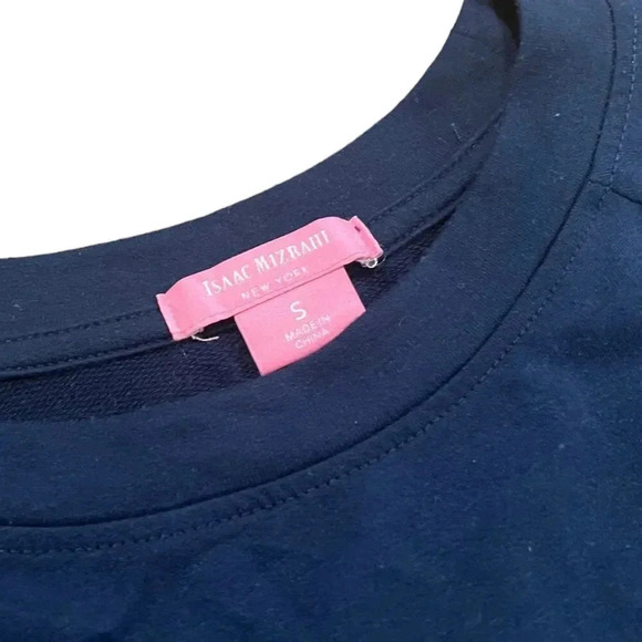 Isaac Mizrahi Navy Hello Beautiful Embroidered Sweater S - Picture 3 of 4